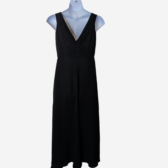 Faship Black A-Line V-Neck Sleeveless Ruched Gown Size 10 NWT - Picture 2 of 8